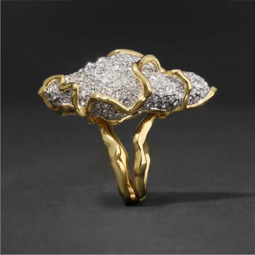 ALEXIS BITTAR • SOLANALES LARGE CRYSTAL PAVE GEODE RING sz 7.5